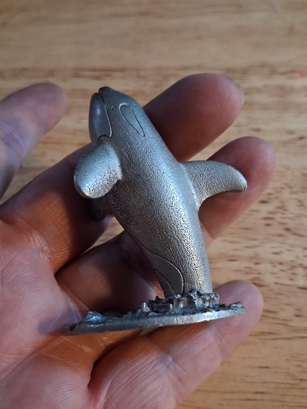 Vtg Pewter Orca Mini Art Figurine 1982 Model 246 Spoontiques Nautical Ocean